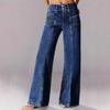 Womens Wide Leg Jeans Casual Baggy High Waisted Stretch Denim Pants