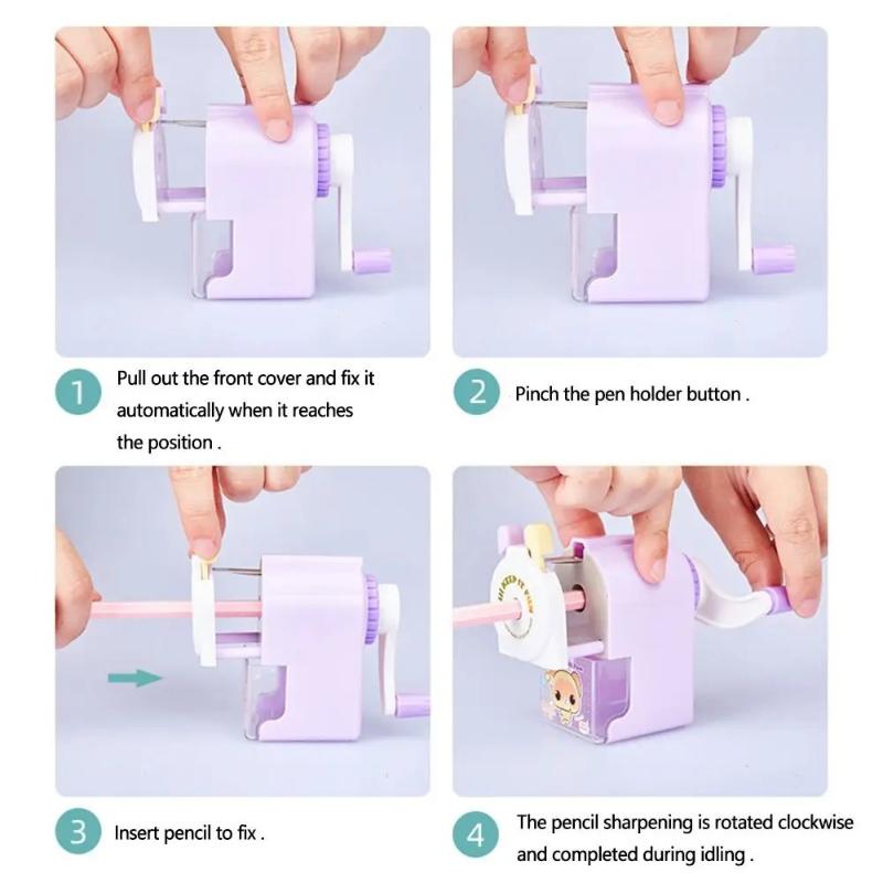 Süßer Cartoon-Tier-Anspitzer - Handkurbel-Mechanisches Werkzeug, Anti-Haft-Mine, Automatischer Minenvorschub, Ideales Schulmaterial & K