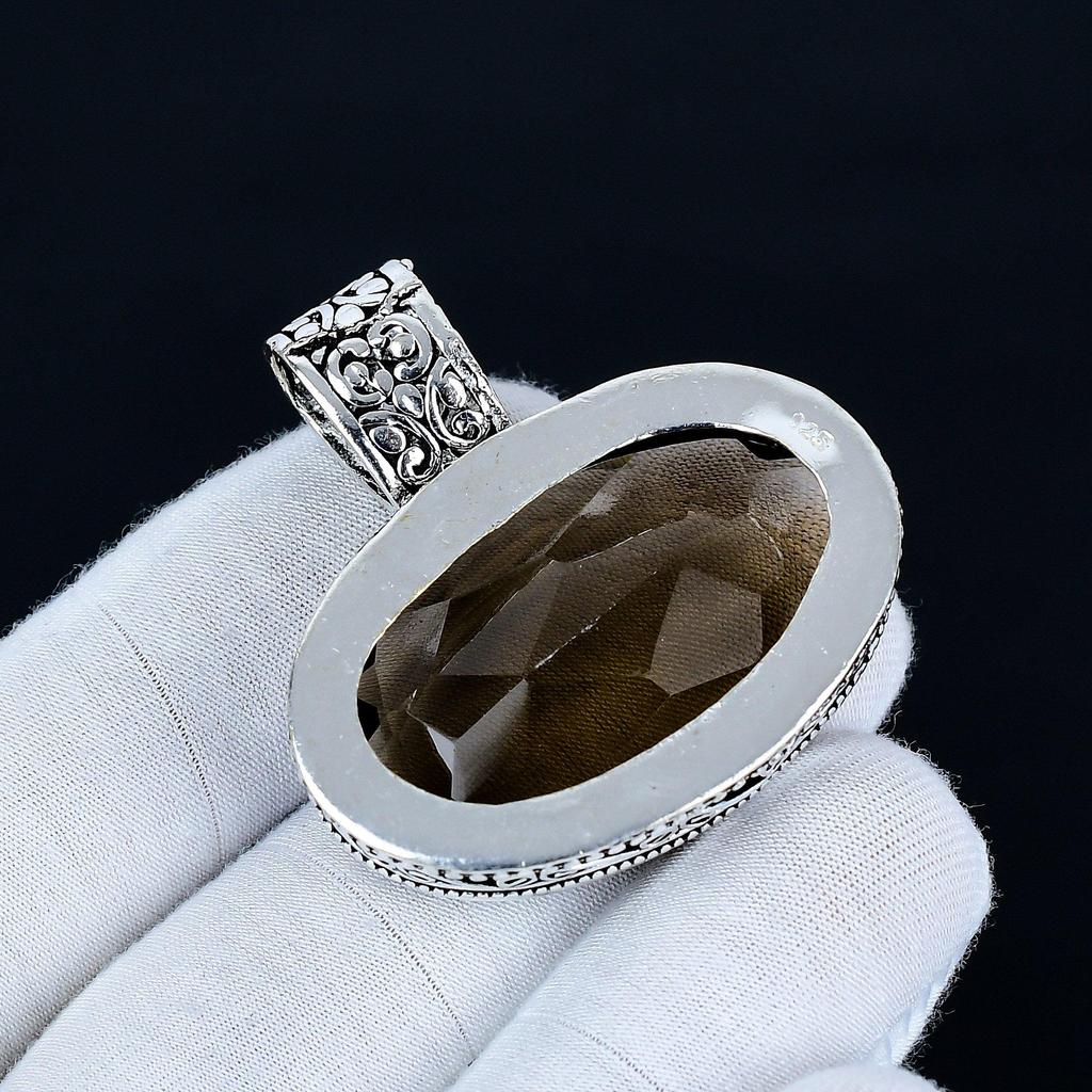 Smoky Topaz Pendant, 925 Sterling Silver Handmade Jewelry, Smoky Topaz Silver Pendant, Party Wear Jewelry For Women's, Pendant Valentine's Day Gift