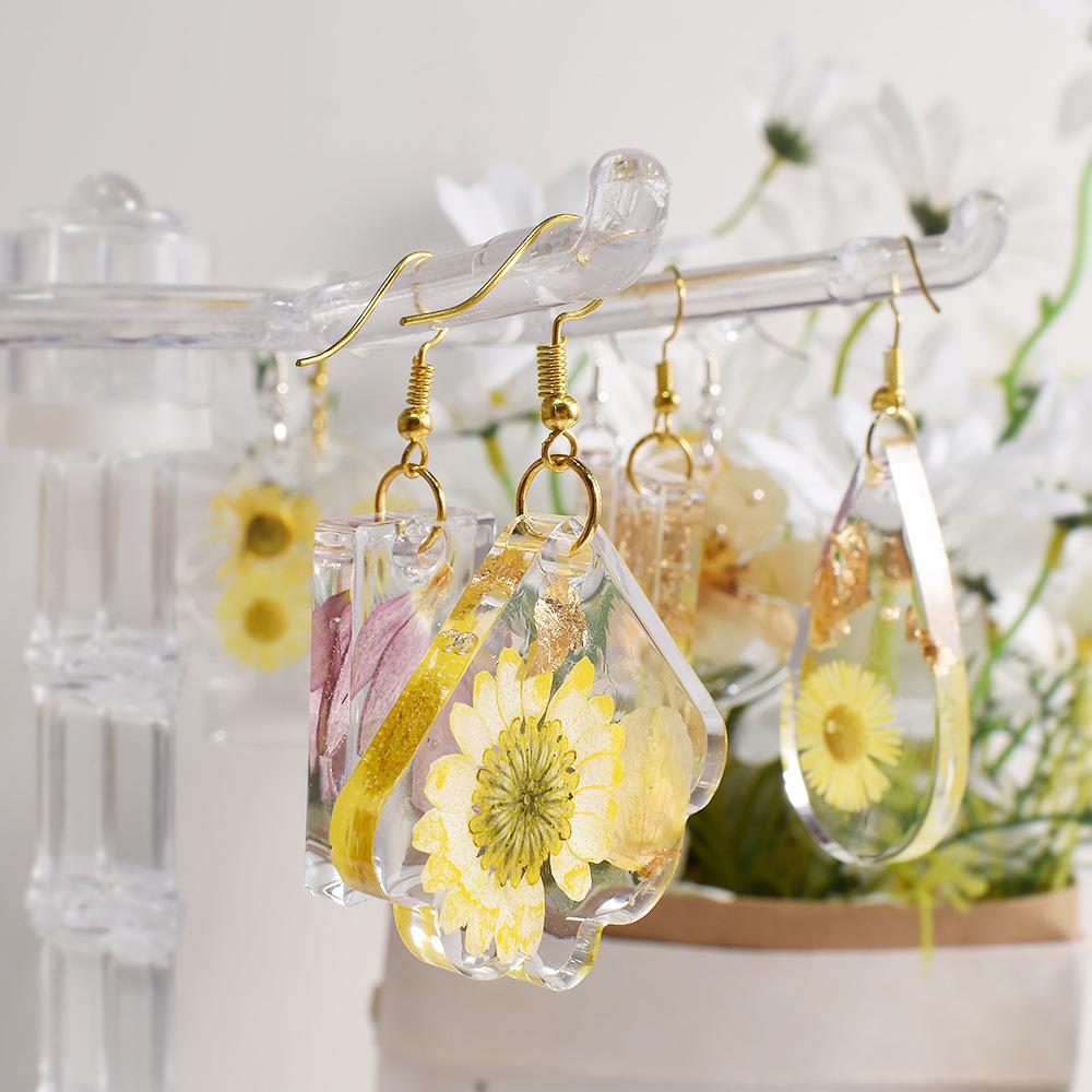 DIY Geometric Pendant & Earring Silicone Mold Set - Heart, Rectangle, Triangle, Water Drop Designs