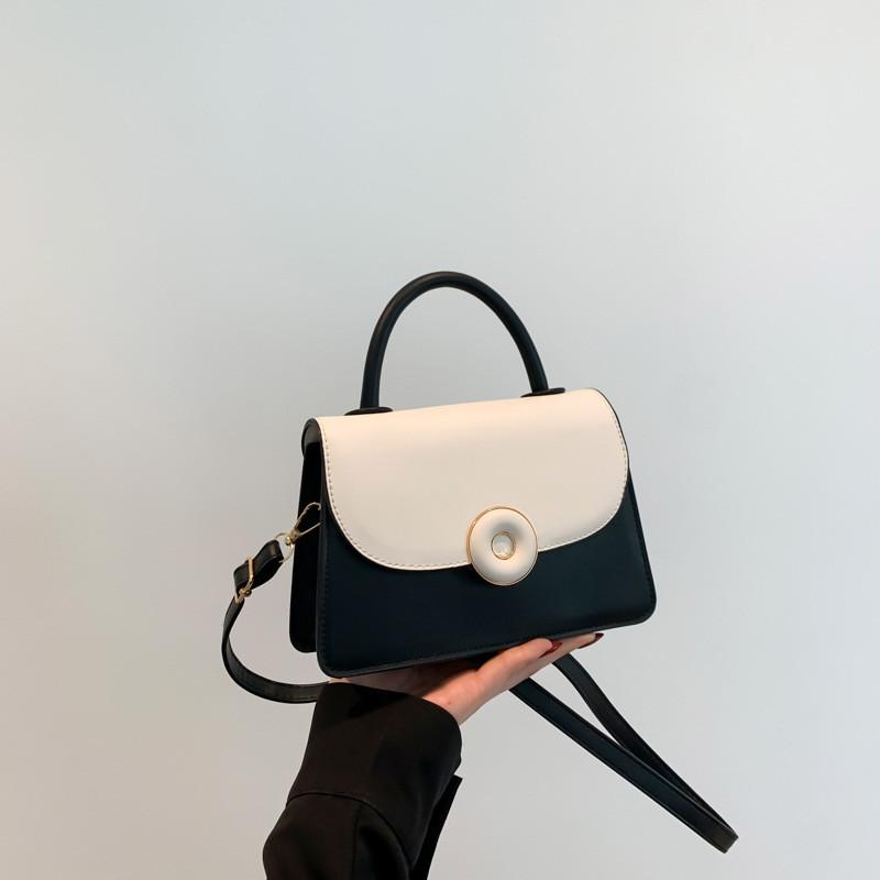 Trendy Street Style Small Square Shoulder Bag For Women 2024 Pure Color Pu Leather