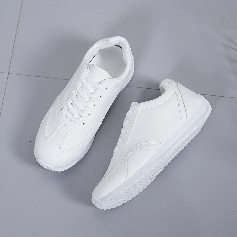 Weiße Leder-Sneakers, vulkanisierte Sportschuhe, bequeme Frühlings-Sneakers, Freizeitschuhe, Mode, Schule, Tennis, flache Schuhe