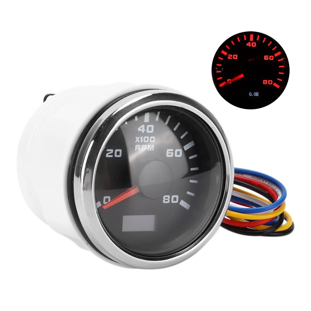 52mm Marine Pointer Tachometer Gauge Red Backlight   for Motorcycle Car Truck Boat Gasoline Engine 932V