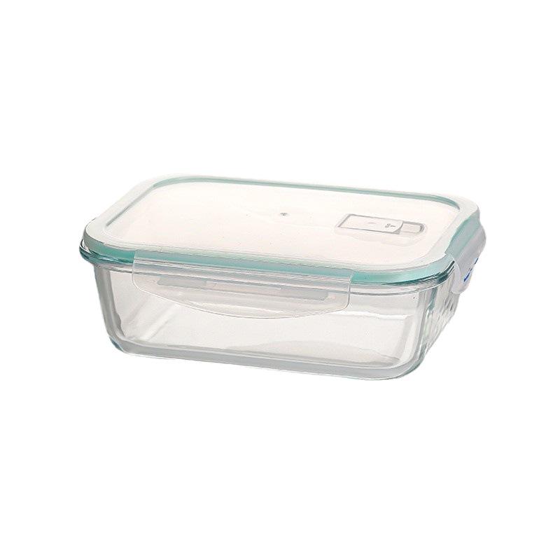 Heat-Resistant Transparent Glass Lunch Box Bento Container with Sealed Lid