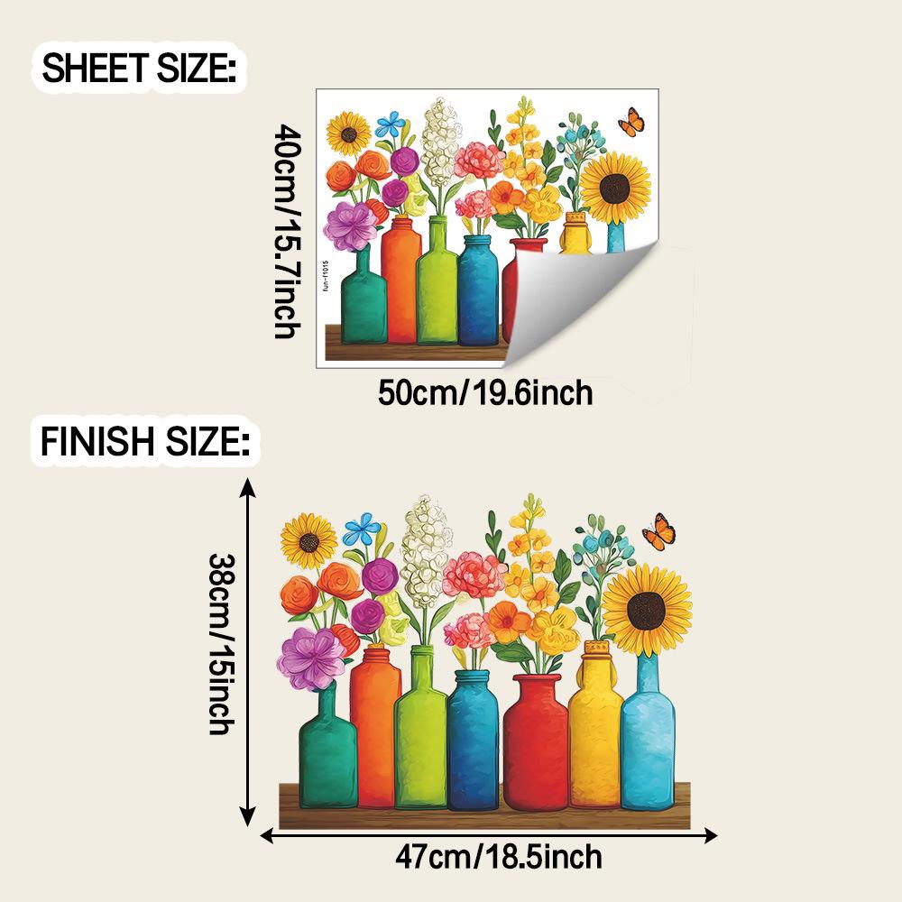 

Creative Oil Painting Flower Arrangement Vases for Living Room Home Decoration and Beautification Wall Stickers