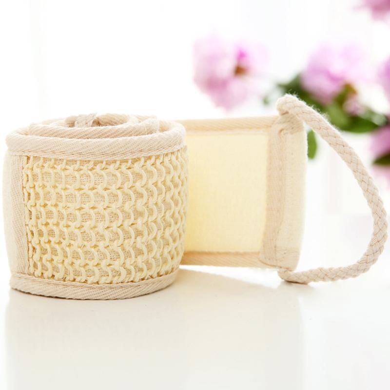 Exfoliating Back Strap With Loofah Sponge Shower Bath Body Scrubber Brush Personal Cleaning Washing Tool