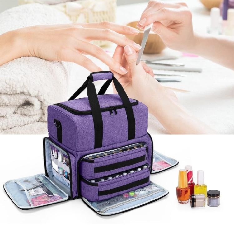 Nails Polish Organizers Bag with Double Compartments for Bottles Nails Dryer Space and Manicure Accessories Carry Case