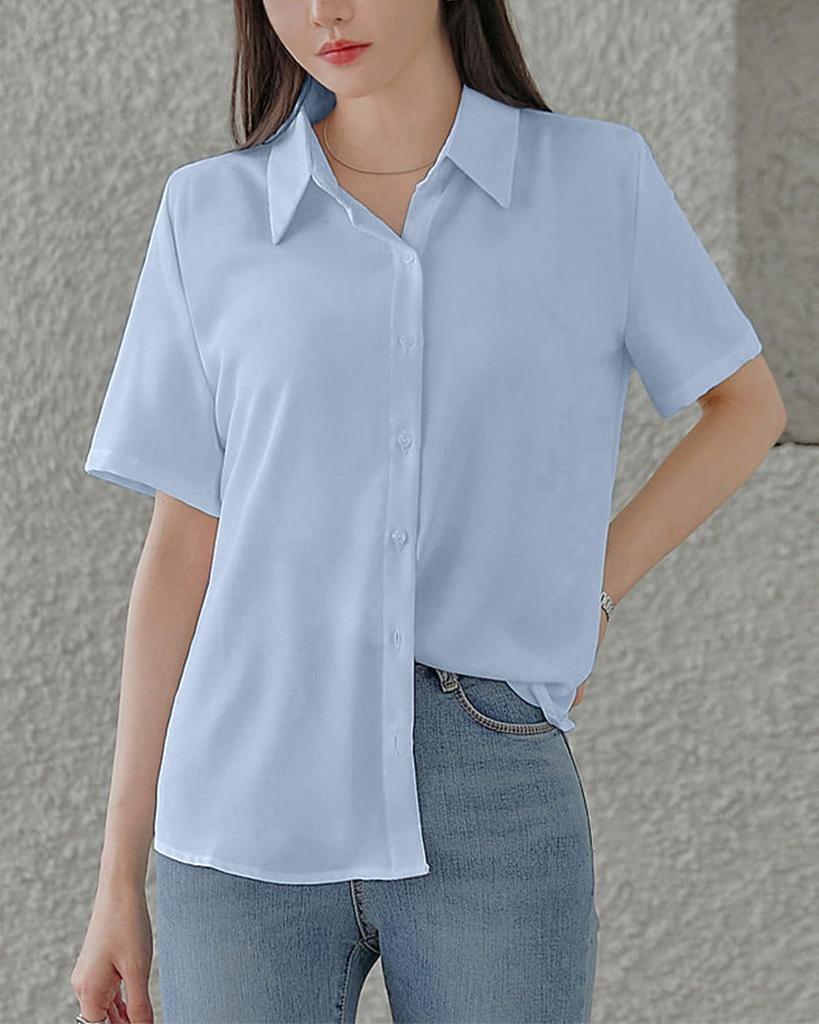Collared Office Office Commuting [RCL] Women's Shirts, Shirts, Opaque, Wrinkle-free, Shape-retaining, Casual, Blouses, Wear, Summer,