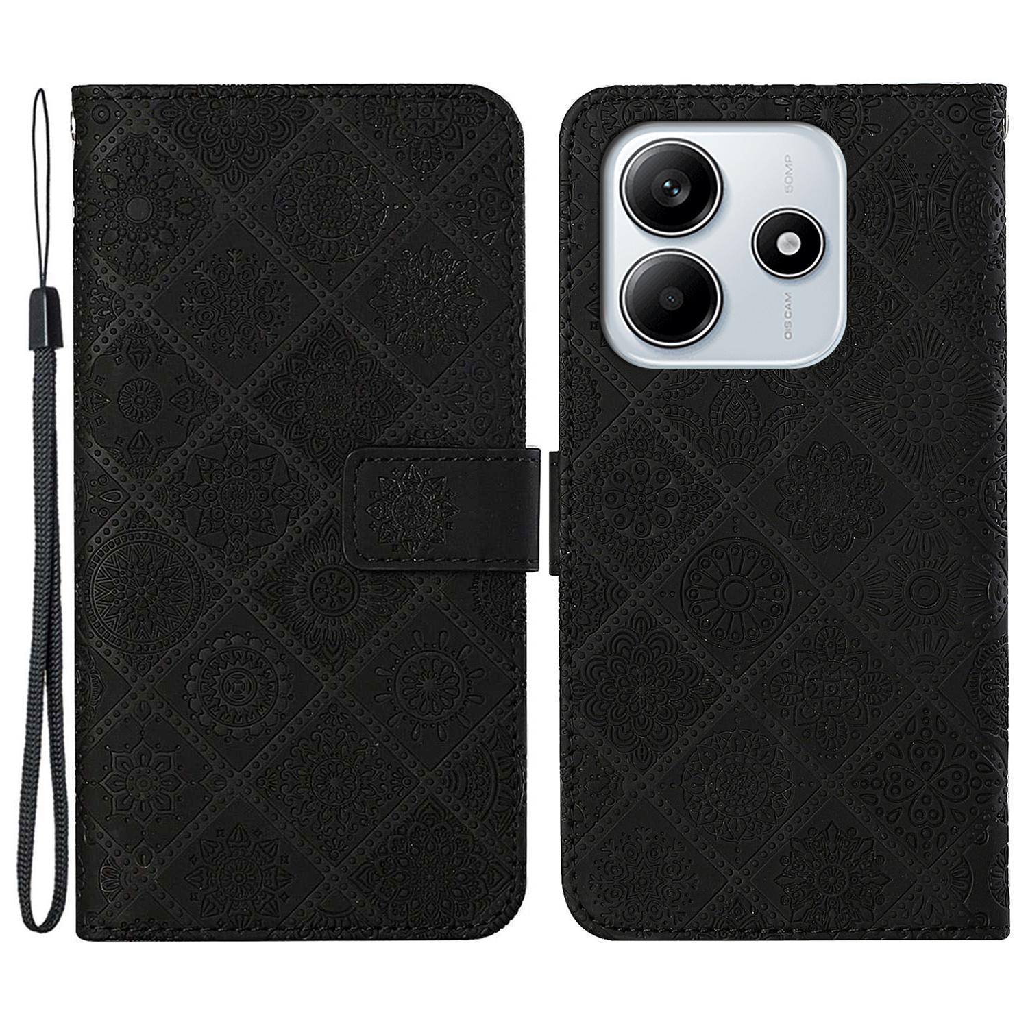 

For Xiaomi Redmi Note 14 5G Case Leather Case Ethnic Style Phone Wallet Cover with Strap F