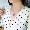 Women's 925 Sterling Silver Oval Necklace, Pave Setting Natural Topaz Crystal Pendant, Elegant Luxury Jewelry