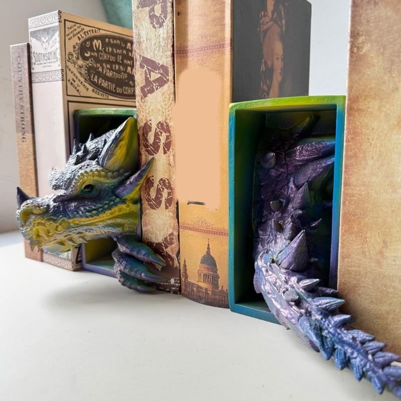 Set di fermalibri a forma di drago Fermalibri Decorativi per Scaffali Ufficio Casa Scrivania Libreria Decorazioni Regalo per Amante dei Draghi