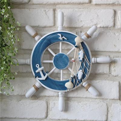 Fishing Net Decoration Crafts Home Wall Decor Wooden Boat Ship Steering Wheel Hanging Decoration