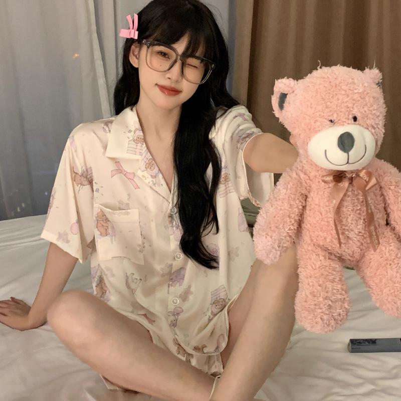 Jiikawa Wusachi Pajamas Women's Spring Summer Cotton Short Sleeve Student Loose Large Size Summer Small Hachi Loungewear