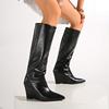 Fashion Sexy Super High Heel Black Long Chelsea Boots Women 2025 New Pointed Toe Wedge Heel Knee-High Boots Designer Shoes Autumn Winter