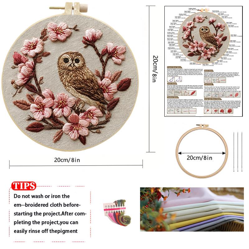 Owl Embroidery Handmade DIY Kit - Original Material Package