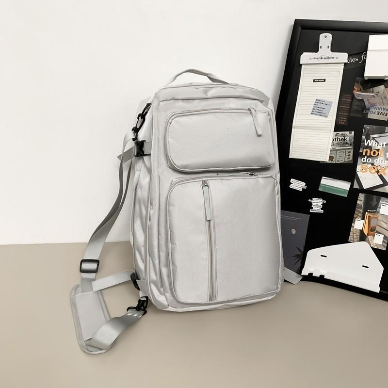 

Large Multifunctional Capacity Oxford Backpack With Solid Color Design For Teens светло-серый