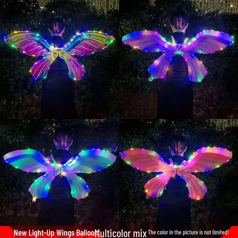 Alas de Mariposa Inflables Brillantes Decoración de Espalda para Fiestas Infantiles y Mercados Nocturnos