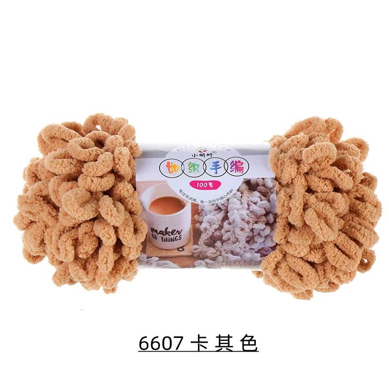 5 Stück 100g/Rolle Flauschiges Fingerloop-Garn Ohne Nadeln Polyester Dickes Riesen-Chenille-Garn für Handgestrickte Decken Schals