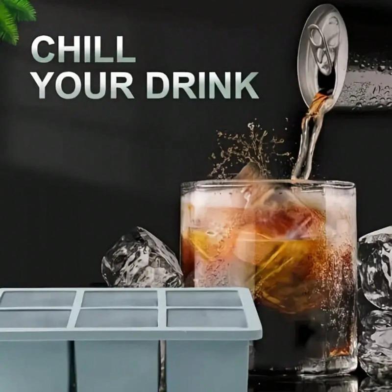 Large Silicone Tray, Flexible Square Ice Mold, Stackable Design