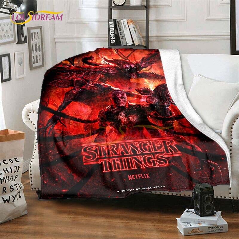 Hot Netflix Movie Stranger Things Blankets for Beds Soft Flannel Blanket Queen Size Home Decor Bedding Cover Kids Gift Picnic
