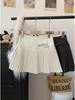 Women's Plus Size High-Waisted Woolen Pleated A-Line Skirt with Bow