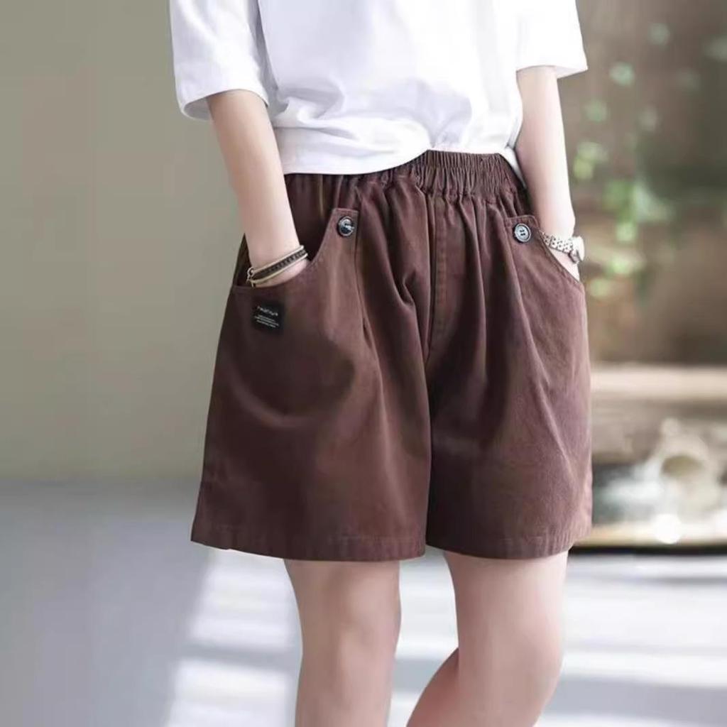 2025 Women's Summer Wide-Leg Cotton Shorts: Loose, Large, Slim-Fit, Versatile, Fashionable, Literary, Five-Point Casual Design
