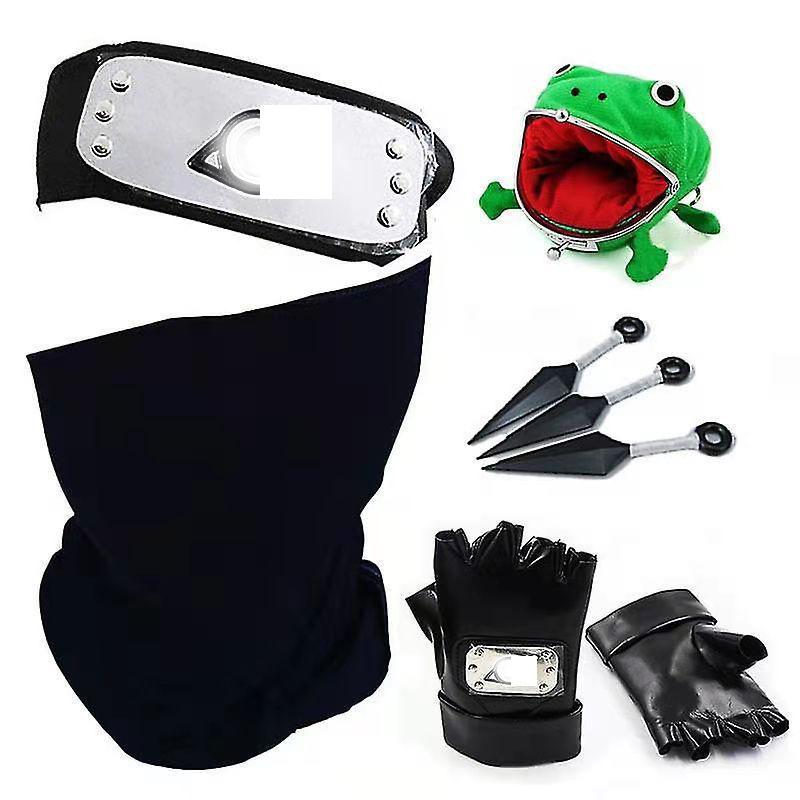 Ninja Anime Peripheral Weapons Gloves Headband Combination Ninja Kakashi Mask Combination