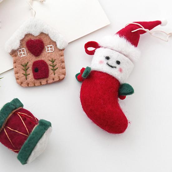 Christmas Tree Decorations Felt Ornament, Handmade Wool Santa Candy Cane House Winter Holiday Decor Snowman Hanging for Tree, Home Party Unique