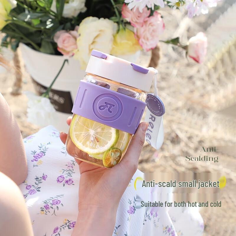 RELEA Starry High Borosilicate Glass Bottle with Straw