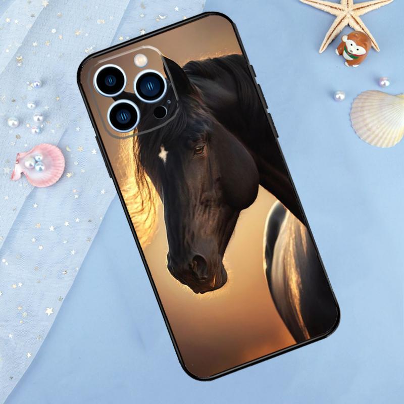 Beautiful Black Horse Case For iPhone 17 Pro Max 16 14 13 12 11 15 Pro Max Plus 12 13 Mini 16e 17 Air Back Cover