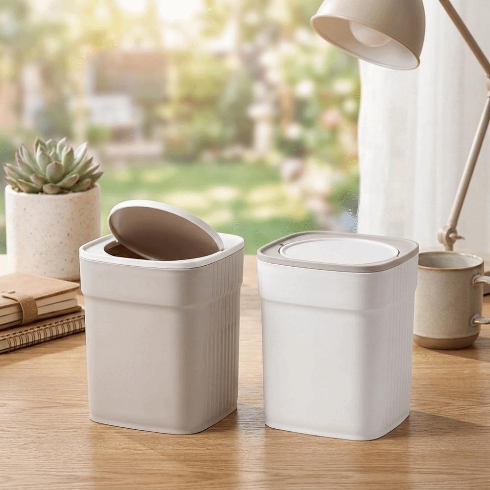 Sealed Mini Waste  Bin Plastic Tea Slag Can Storage Bucket Waste Paper Basket  Office