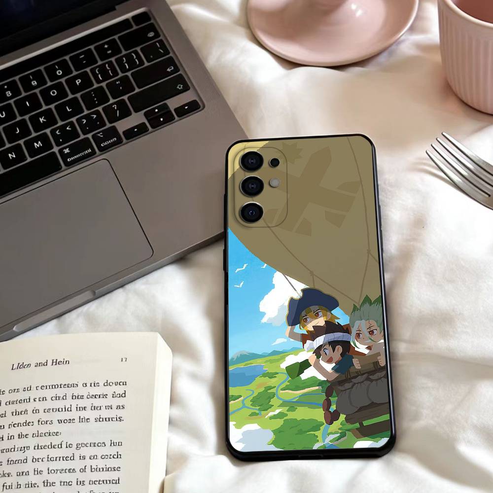 Anime Dr. S-STONE Phone Case For Samsung S25,24,23,22,30,21,10,9,Ultra,Plus,Lite,FE,4,5 G Soft Black Case