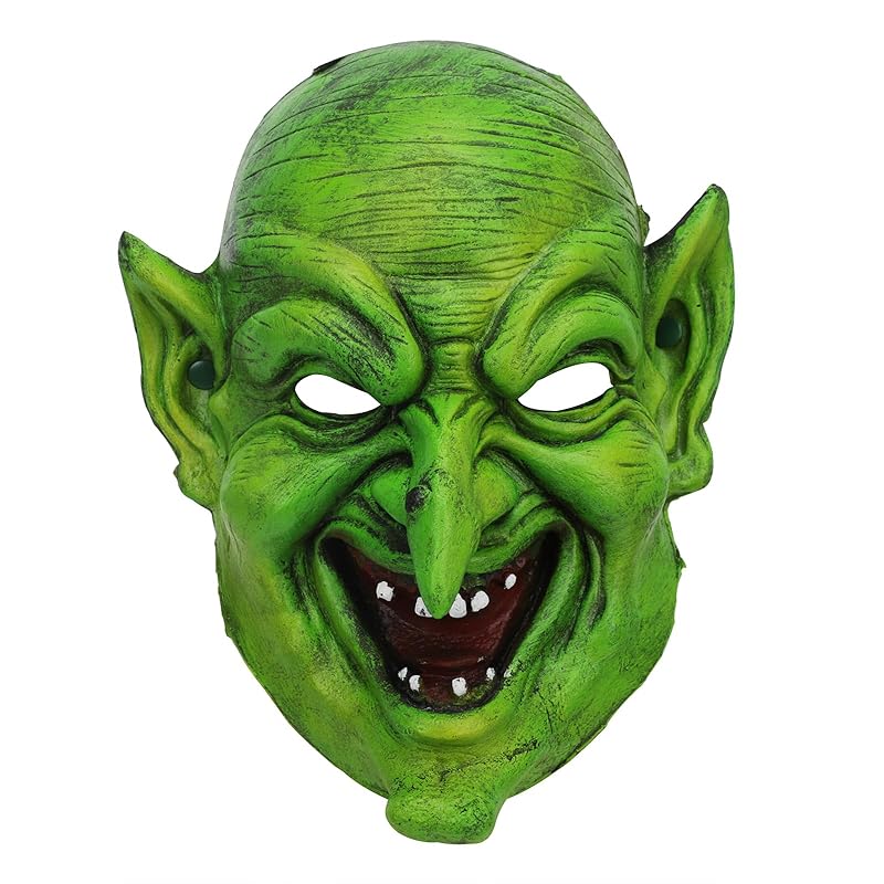 

[LYING] witch mask mask real halloween cosplay party mask witch zombie Oni woman grandmother ghost headgear horror masquerade mask green color monster