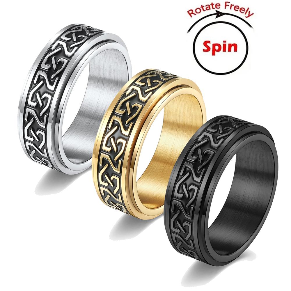 Bagues Celtiques Nœuds Irlandais Vintage Pour Hommes Femmes Viking Acier Inoxydable Rotatif Fidget Anneau Spinner Anxiété Amulette Rétro Bijoux