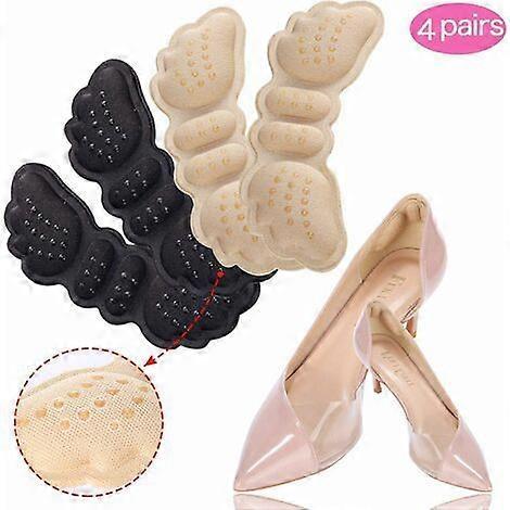 4 Pairs Heel Protectors Heel Pads for Oversized Shoes Anti-Slip and Anti-Friction Protectors (Beige & Black)