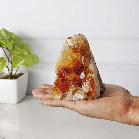 Citrine Cluster Raw for Reiki Healing Vastu 880-890 Gm Citrine Point Cluster Geodes for Home Decoration Shop Office Table Crystal At Home