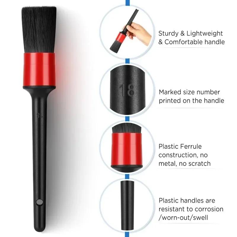 5Pcs Car Cleaning Brush Kit Auto Detail Brushes Dust Brushes for Car Interior Detailing Brush Set Wheel Rims Clean Brush Tools