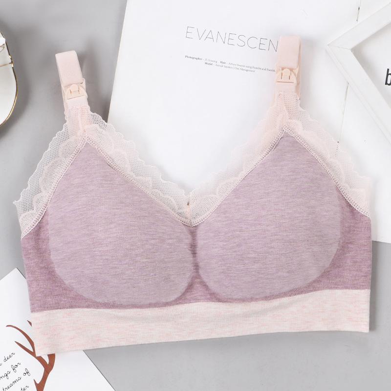 

Women s Maternity Seamless Lace Trim Nursing Bra - No-Ammonia, One-Piece, Postpartum Breastfeeding Support. 40/90