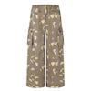 Mens Camo Cargo Pants Vintage Distressed Baggy Pleated Wide Leg Trousers Streetwear
