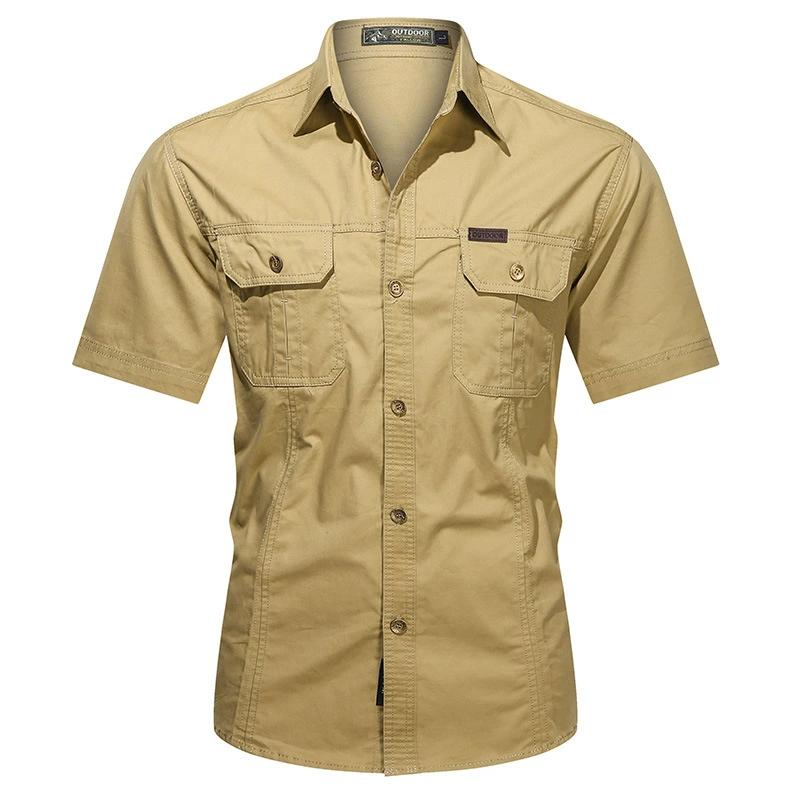 Summer Short Sleeved Shirt Men's Workwear Cotton Workwear Inch Shirt Outdoor Loose Men's Shirt