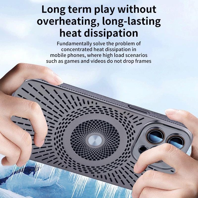 Apple 16promax mobile phone case cool ice feeling hollow magnetic suction heat dissipation iphone15 lens film 14 protective cover