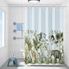 Floral Shower Curtain with Telescopic Rod