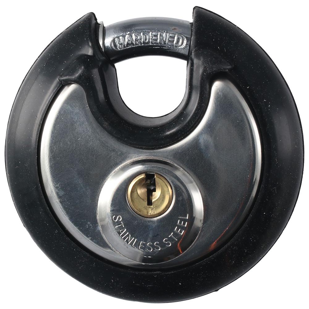 Stainless Steel Discus Lock 3/8 Inch Shackle Storage Lock for Warehouse, Garage and Outdoors