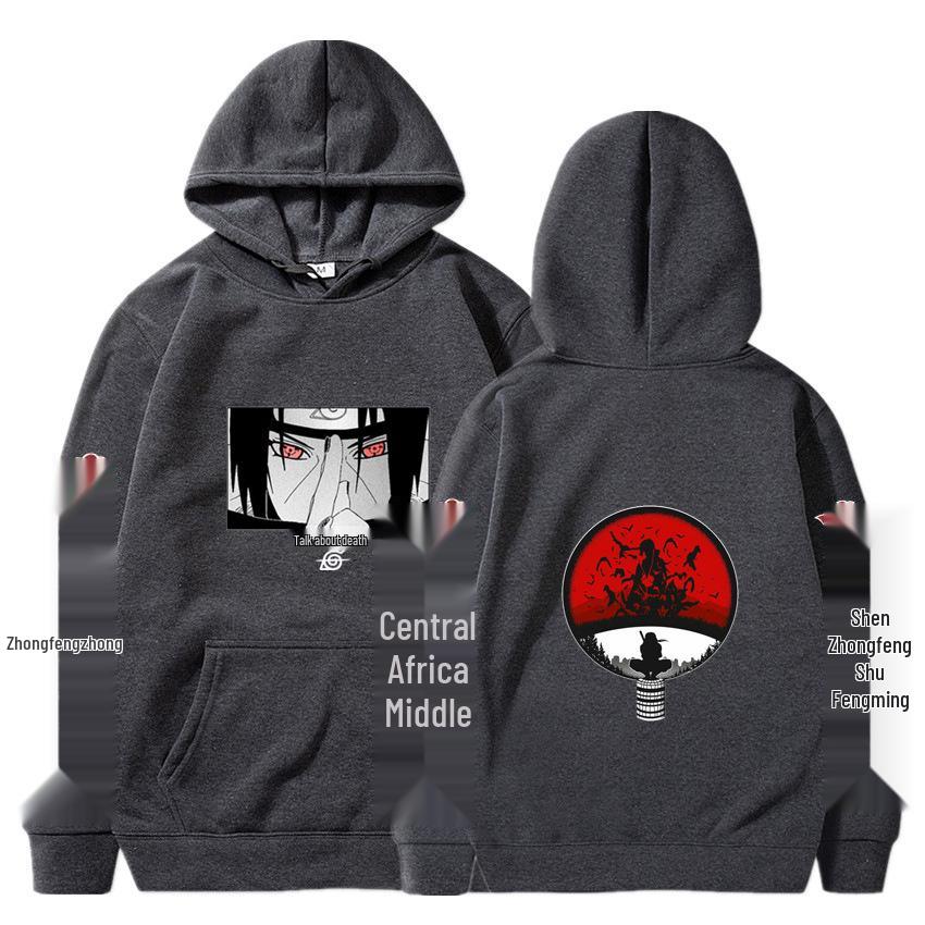 2024 Naruto Anime Men's Trendy Fleece Hooded Sweatshirt - Spring/Autumn Casual Long Sleeve