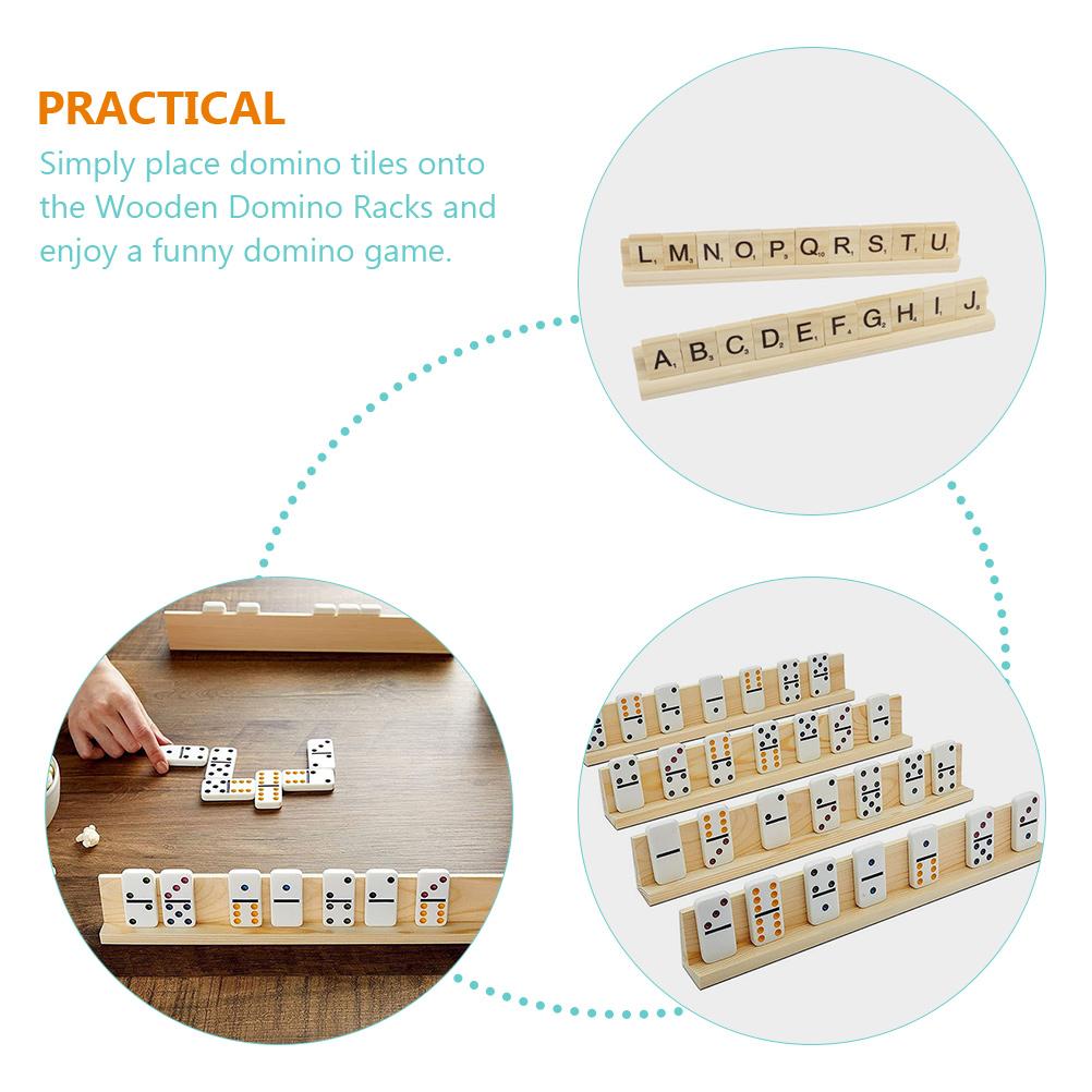 Suporturi din lemn pentru domino, tren de agrement, Mahjong, mexican, pentru piese de domino, suporturi Corp, tăvi de ziua de naștere, suport pentru plăci marine