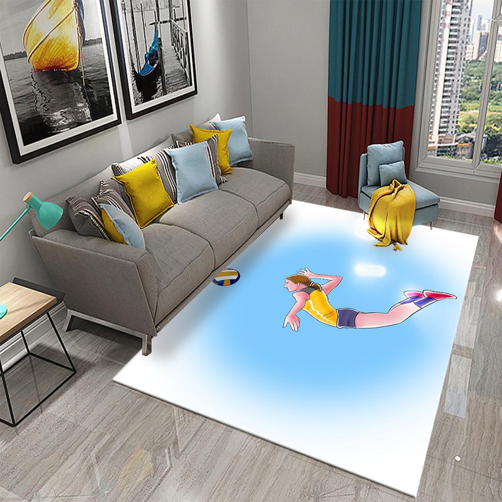 3D Fashion Volleyball Pattern Carpet for Living Room Bedroom Kitchen Bathroom Door Entrance Anti-slip Large Carpet Home Decor