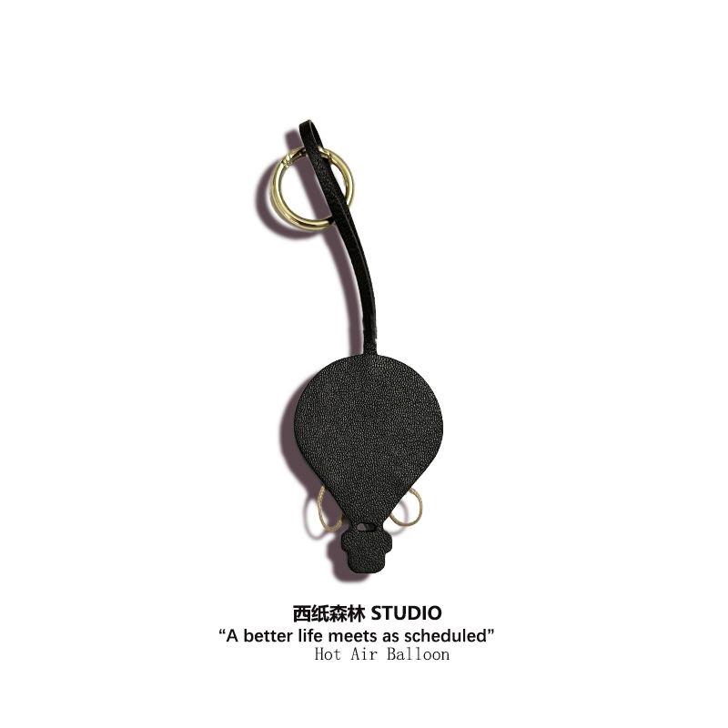 Brown Hot Air Balloon Leather Bag Charm Backpack Pendant High-End Handmade Keychain Cute