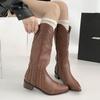 Retro classic versatile thick heel boots women's 2025 new summer pointed head thin and high v-mouth knight boots