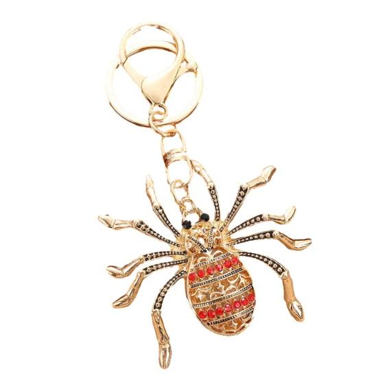 

Keychain Pendant Rhinestones Inlaid Spider Design Key Chain with Anti-Oxidation Lobster Clasp Backpacks Accessory червоний