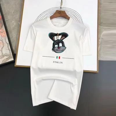 Letní luxusní pánské tričko s kulatým výstřihem, módní potisk se zavázanými králičími uši, kawaii, silné, 100% bavlna, vysoká kvalita, volné, prodyšné